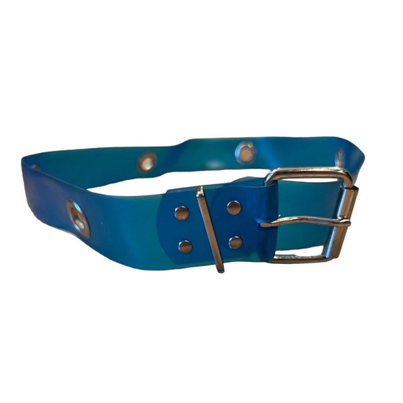VTG 80’s Plastic Jelly Semi-transparent Aqua Belt Women’s with large grommets - Picture 1 of 5